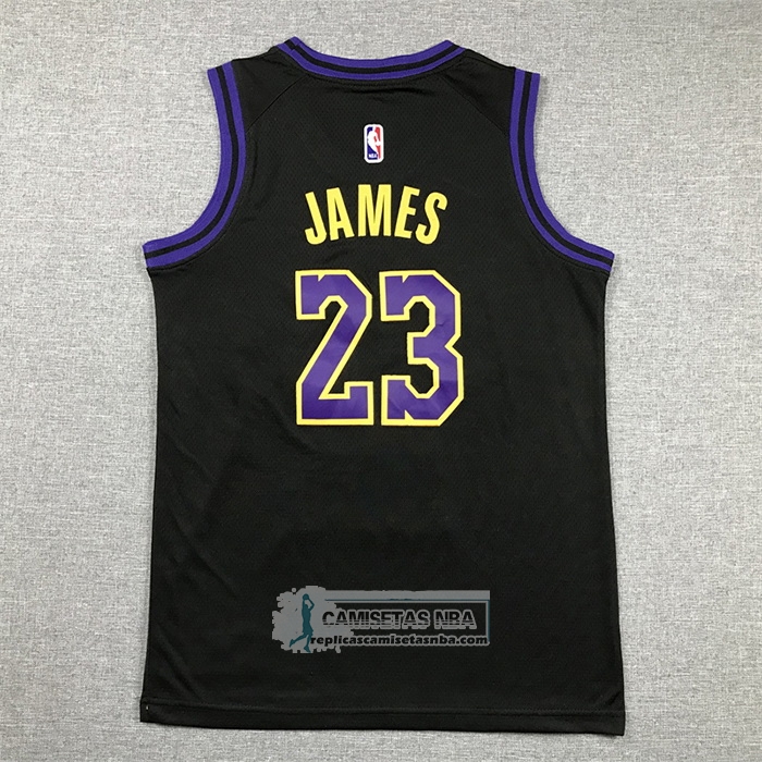 Camiseta Nino Los Angeles Lakers Lebron James NO 23 Ciudad 2023-24 Negro